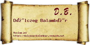 Délczeg Balambér névjegykártya